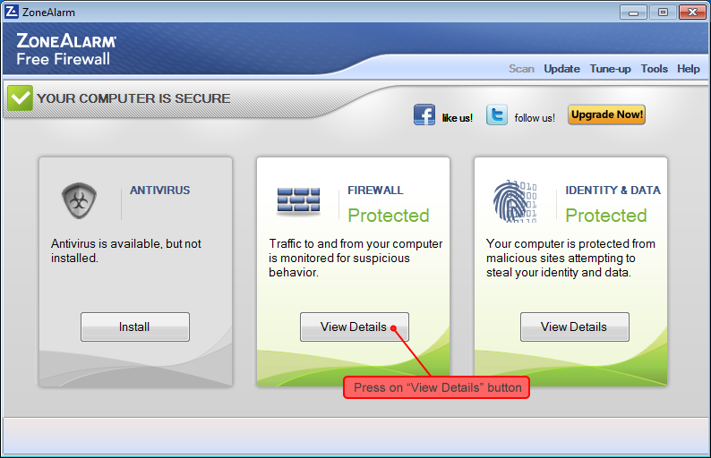 ZoneAlarm Security settings 1